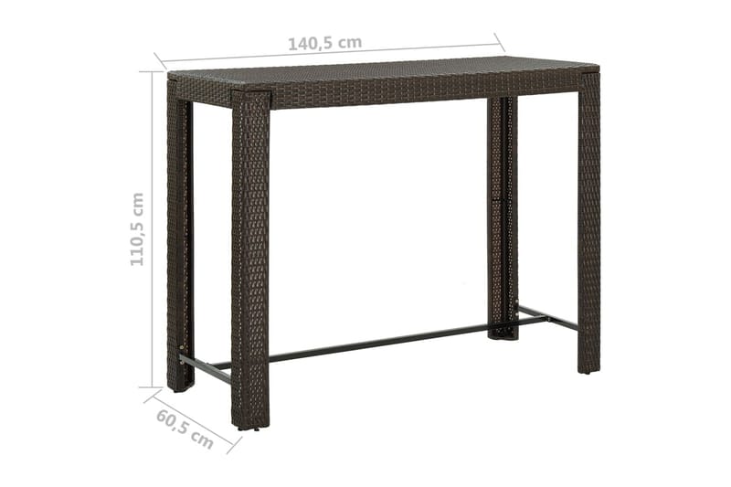 Utendørs barbord brun 140,5x60,5x110,5 cm polyrotting - Brun - Hagemøbler - Hagebord - Barbord