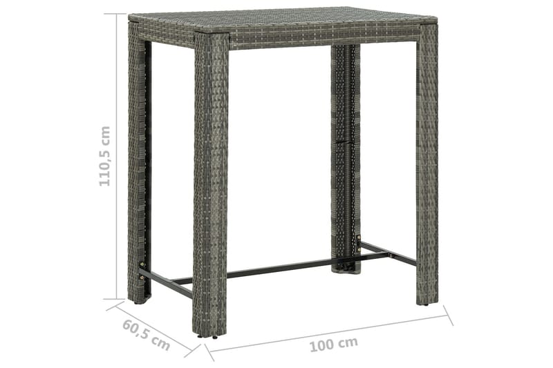 Utendørs barbord grå 100x60,5x110,5 cm polyrotting - Grå - Barbord