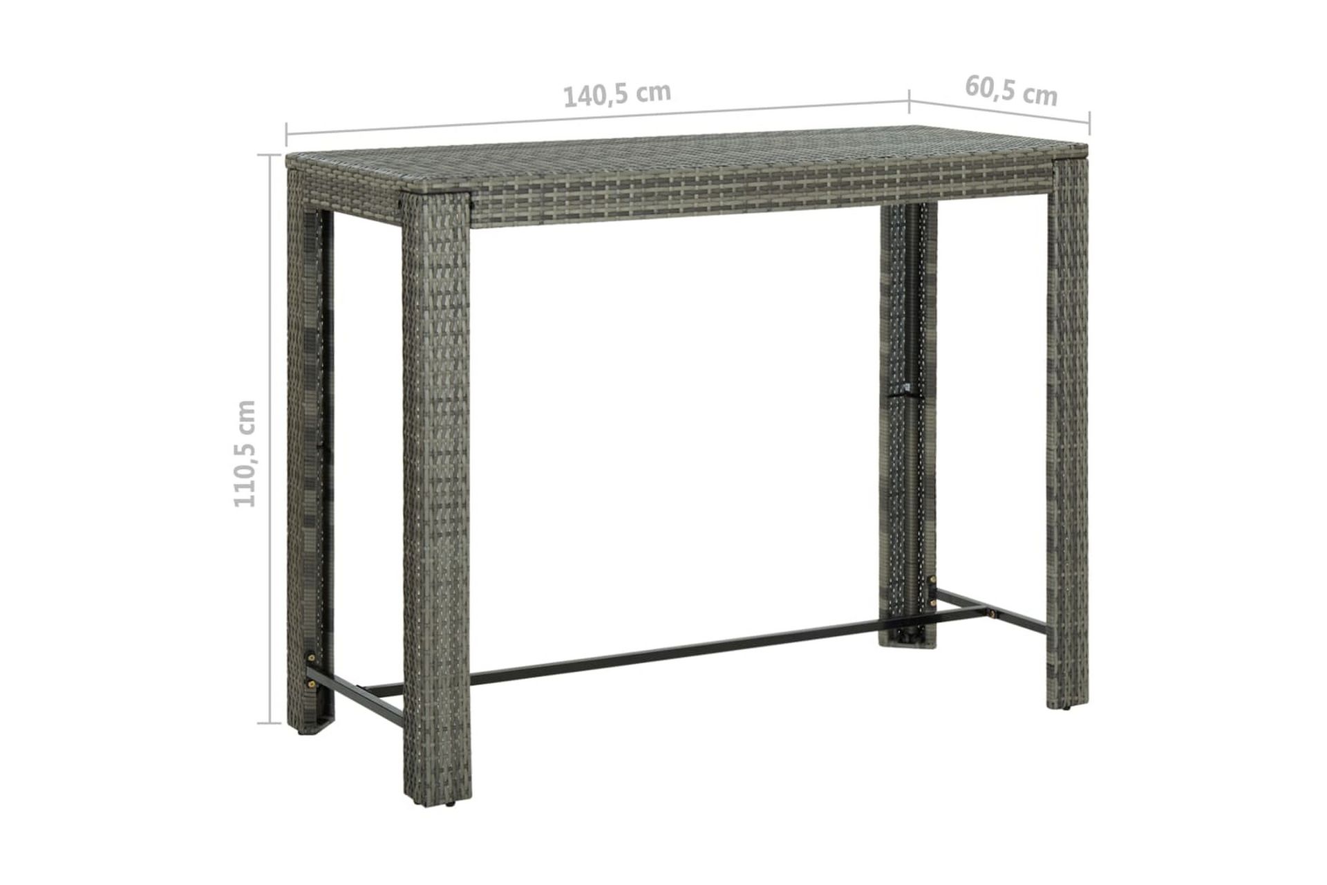Utendørs barbord grå 140,5x60,5x110,5 cm polyrotting - Grå - Hagemøbler - Hagebord - Barbord