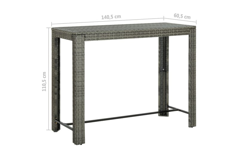 Utendørs barbord grå 140,5x60,5x110,5 cm polyrotting - Grå - Barbord