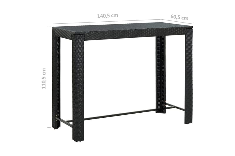 Utendørs barbord svart 140,5x60,5x110,5 cm polyrotting - Svart - Barbord
