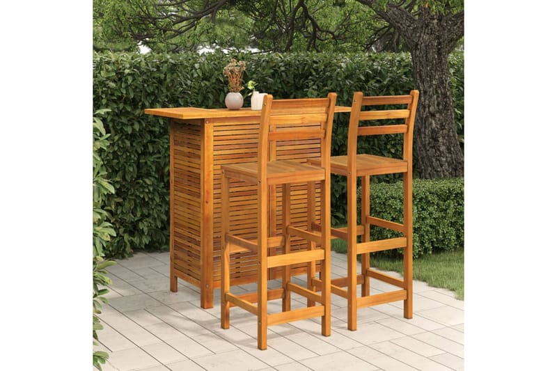 beBasic Hagebarsett 3 deler heltre akasie - Brun - Hagemøbler - Hagebord - Barbord
