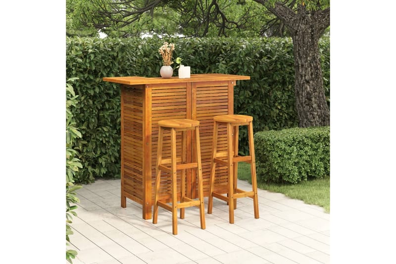 beBasic Hagebarsett 3 deler heltre akasie - Brun - Hagemøbler - Hagebord - Barbord