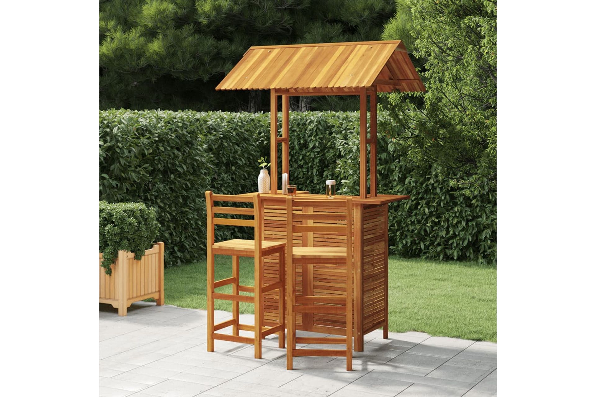 beBasic Hagebarsett 3 deler heltre akasie - Brun - Hagemøbler - Hagebord - Barbord