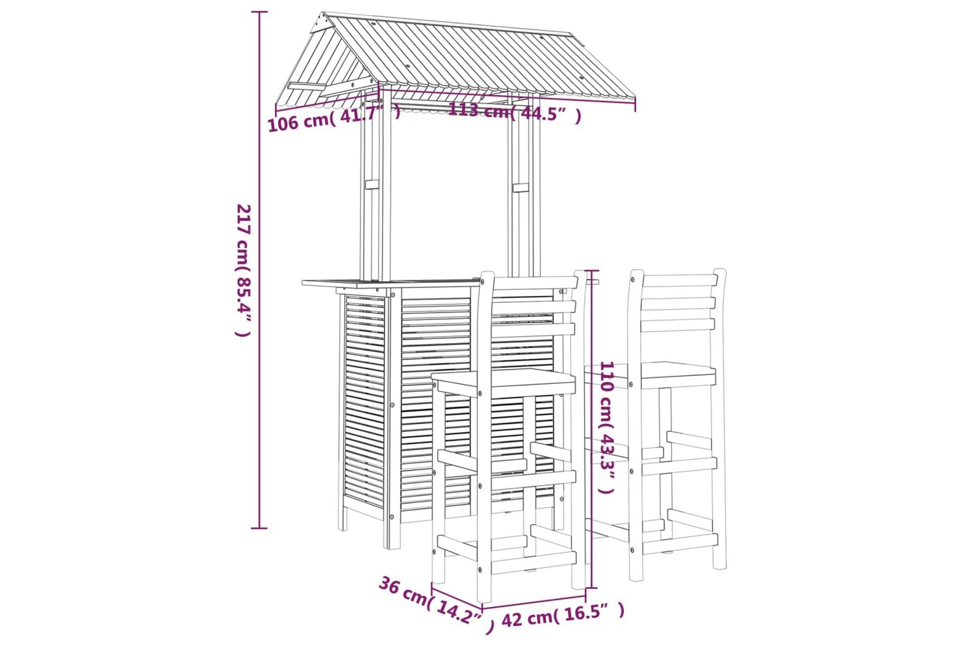 beBasic Hagebarsett 3 deler heltre akasie - Brun - Hagemøbler - Hagebord - Barbord