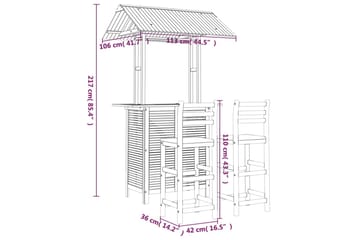 beBasic Hagebarsett 3 deler heltre akasie - Brun - Hagemøbler - Hagebord - Barbord