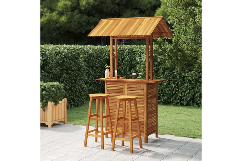 beBasic Hagebarsett 3 deler heltre akasie - Brun - Hagemøbler - Hagebord - Barbord