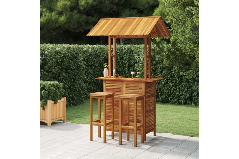 beBasic Hagebarsett 3 deler heltre akasie - Brun - Hagemøbler - Hagebord - Barbord