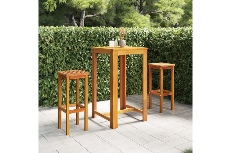 beBasic Hagebarsett 3 deler heltre akasie - Brun - Hagemøbler - Hagebord - Barbord