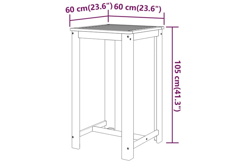 beBasic Hagebarsett 5 deler heltre akasie - Brun - Hagemøbler - Hagebord - Barbord