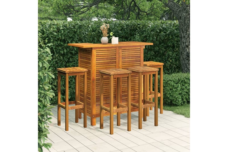 beBasic Hagebarsett 5 deler heltre akasie - Brun - Hagemøbler - Hagebord - Barbord