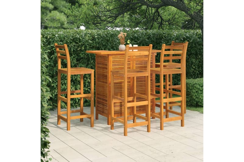 beBasic Hagebarsett 5 deler heltre akasie - Brun - Hagemøbler - Hagebord - Barbord
