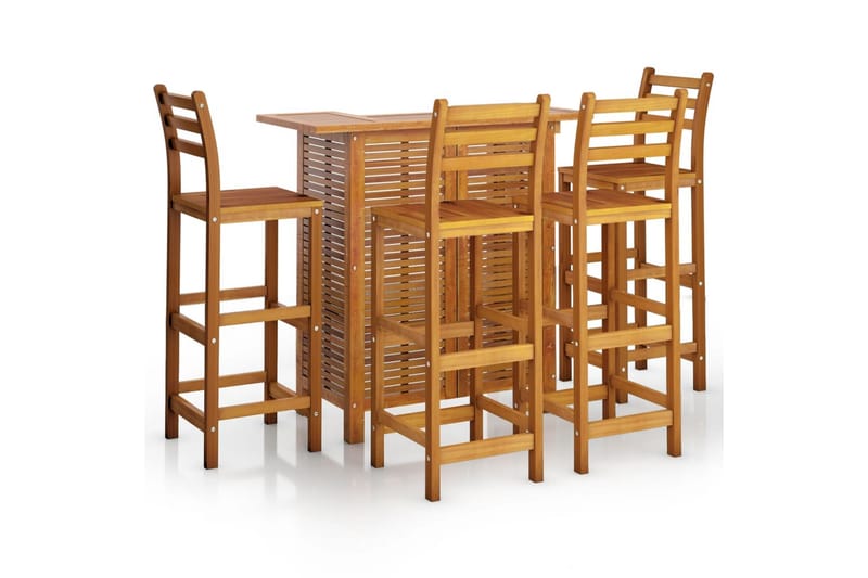 beBasic Hagebarsett 5 deler heltre akasie - Brun - Hagemøbler - Hagebord - Barbord