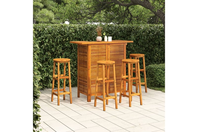 beBasic Hagebarsett 5 deler heltre akasie - Brun - Hagemøbler - Hagebord - Barbord