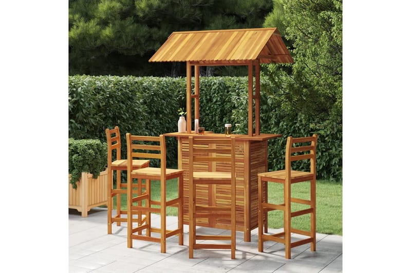 beBasic Hagebarsett 5 deler heltre akasie - Brun - Hagemøbler - Hagebord - Barbord