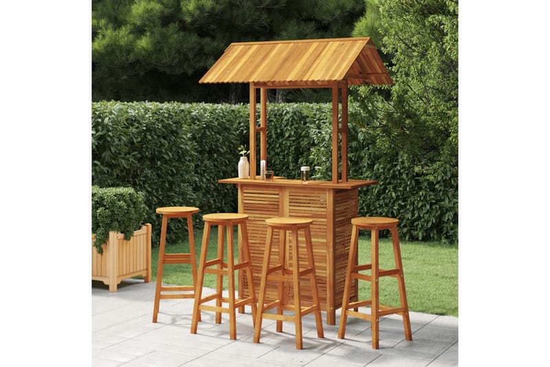 beBasic Hagebarsett 5 deler heltre akasie - Brun - Hagemøbler - Hagebord - Barbord