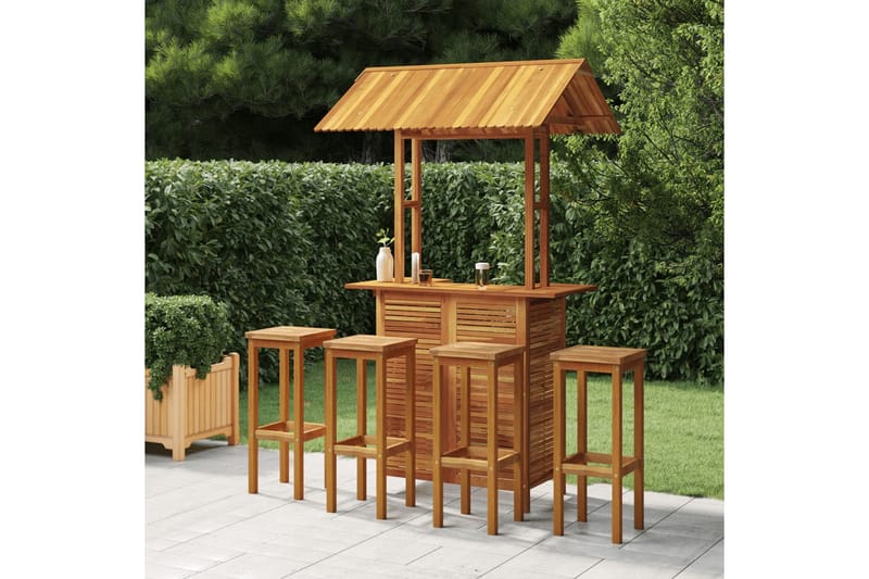 beBasic Hagebarsett 5 deler heltre akasie - Brun - Hagemøbler - Hagebord - Barbord