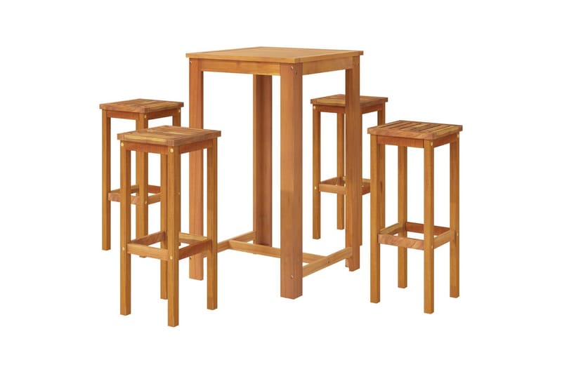 beBasic Hagebarsett 5 deler heltre akasie - Brun - Hagemøbler - Hagebord - Barbord