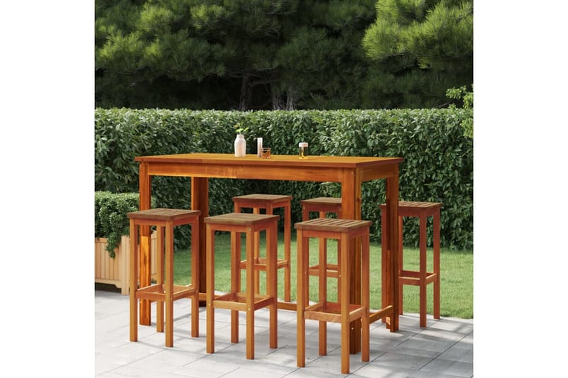 beBasic Hagebarsett 7 deler heltre akasie - Brun - Hagemøbler - Hagebord - Barbord