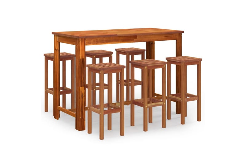 beBasic Hagebarsett 7 deler heltre akasie - Brun - Hagemøbler - Hagebord - Barbord