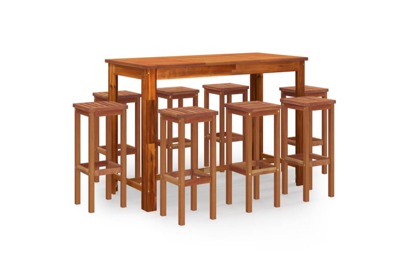 beBasic Hagebarsett 9 deler heltre akasie - Brun - Hagemøbler - Hagebord - Barbord