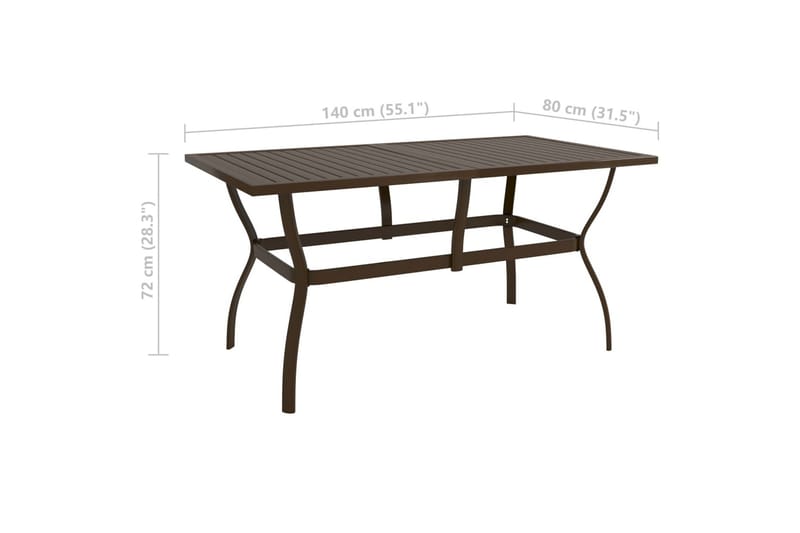 beBasic Hagebord brun 140x80x72 cm stål - Brun - Hagemøbler - Hagebord - Spisebord ute