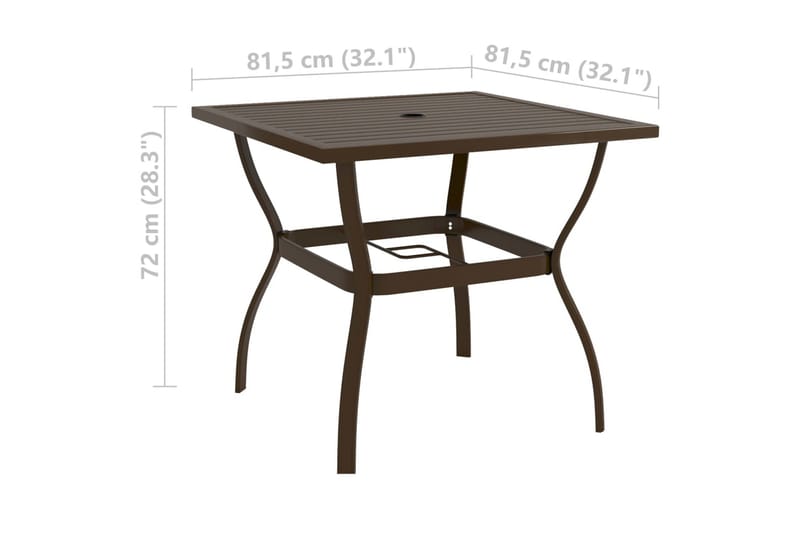 beBasic Hagebord brun 81,5x81,5x72 cm stål - Brun - Hagemøbler - Hagebord - Spisebord ute