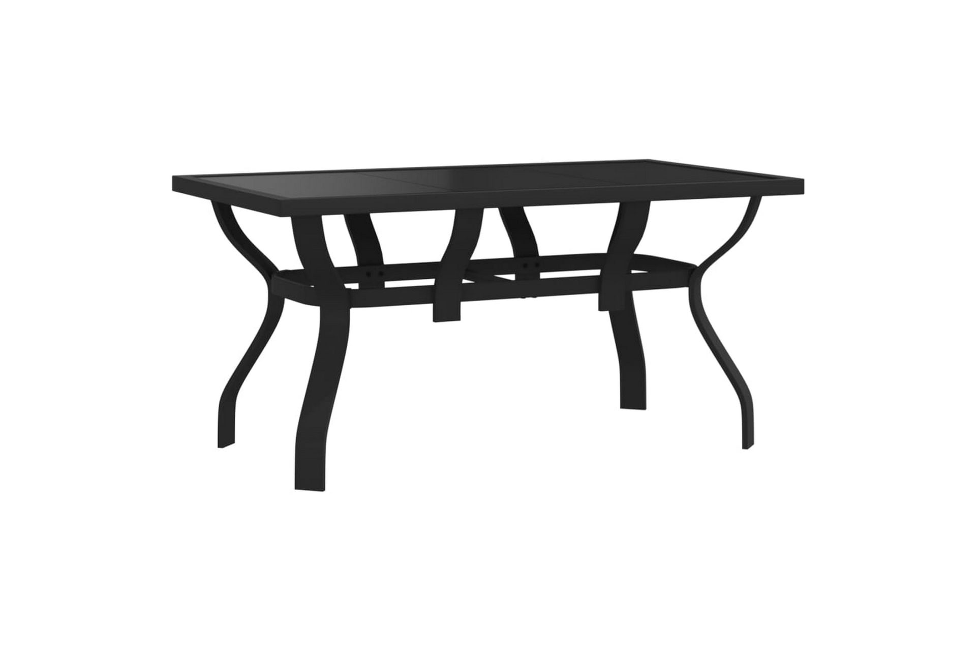 beBasic Hagebord svart 140x70x70 cm stål og glass - Svart - Hagemøbler - Hagebord - Spisebord ute
