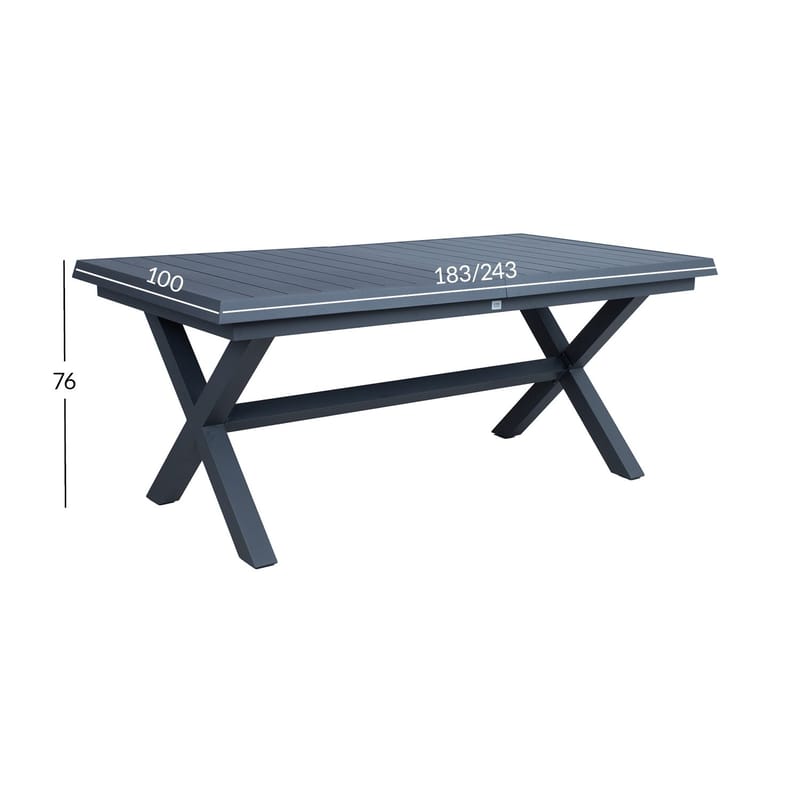 Bord HOME4YOU Columbus 183/243x100x76 Mørkegrå - Mørk grå - Hagemøbler - Hagebord - Spisebord ute