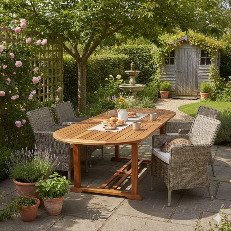 Bord HOME4YOU Fabiola 285/225/165x100x75 cm akasie - Akasie - Hagemøbler - Hagebord - Spisebord ute