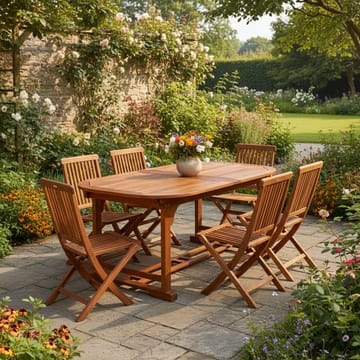 Bord HOME4YOU Fabiola 285/225/165x100x75 cm akasie - Akasie - Hagemøbler - Hagebord - Spisebord ute
