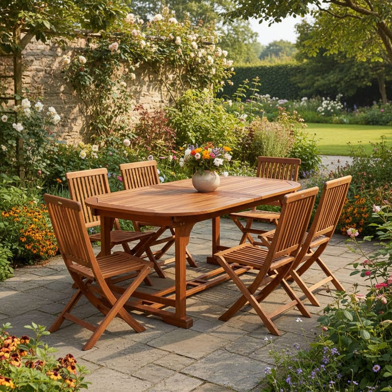 Bord HOME4YOU Fabiola 285/225/165x100x75 cm akasie - Akasie - Hagemøbler - Hagebord - Spisebord ute