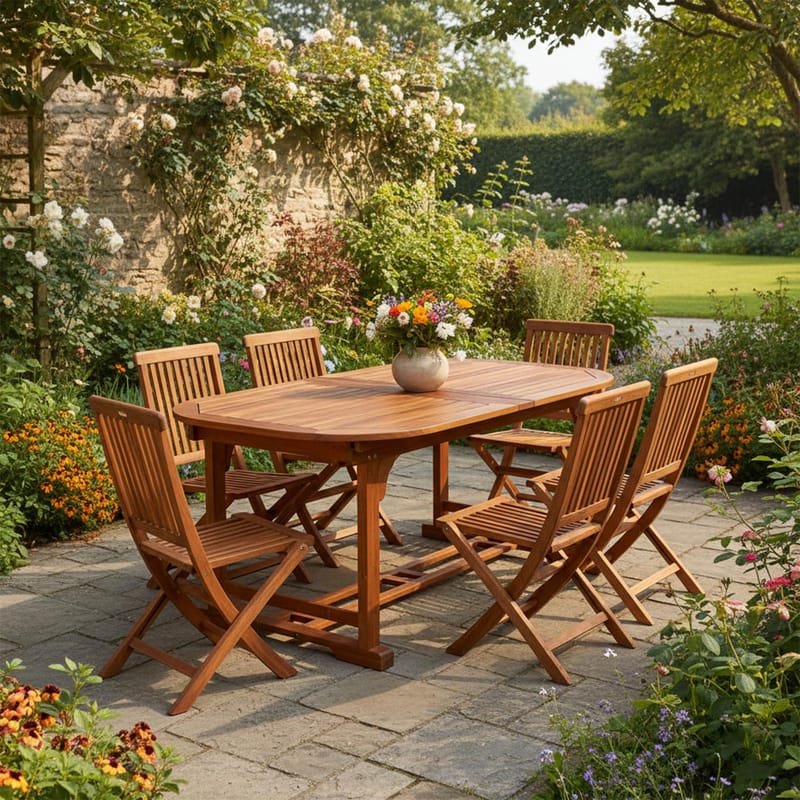 Bord HOME4YOU Fabiola 285/225/165x100x75 cm akasie - Akasie - Hagemøbler - Hagebord - Spisebord ute