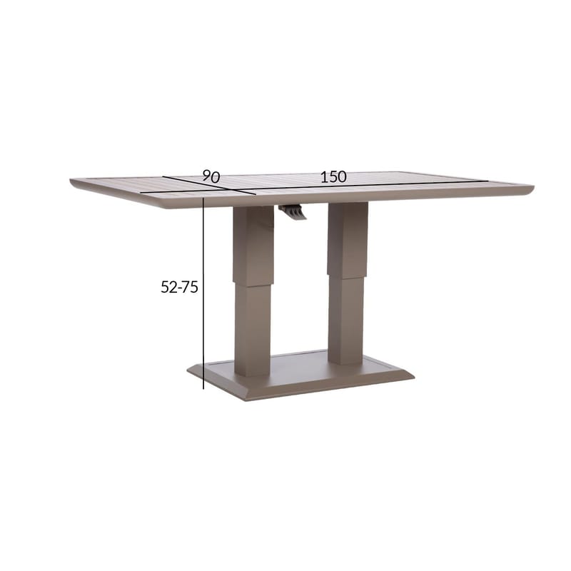 Bord HOME4YOU Marenda 150x90x2-75 cm Gråbeige - Gråbeige - Hagemøbler - Hagebord - Spisebord ute