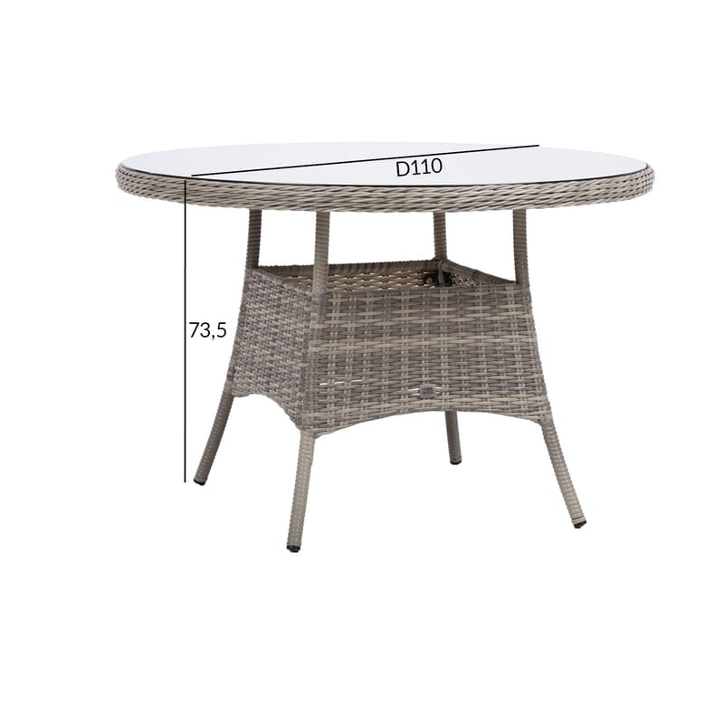 Bord HOME4YOU Trento D110x73,5 cm lysegrå - lysegrå - Hagemøbler - Hagebord - Spisebord ute