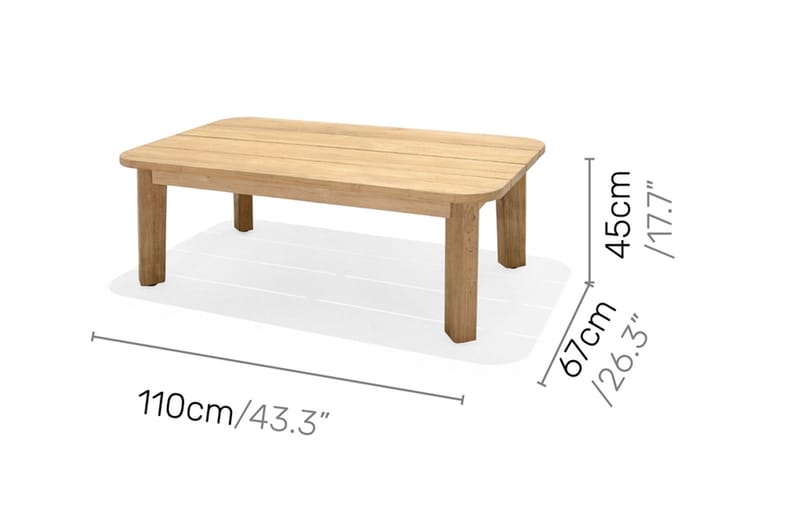 Bahamas Sofabord 110 cm - Tre / Natur - Hagemøbler - Hagebord - Cafebord