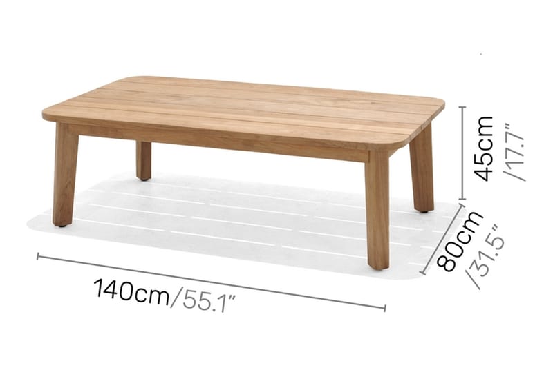 Bahamas Sofabord 80 cm - Tre / Natur - Hagemøbler - Hagebord - Cafebord