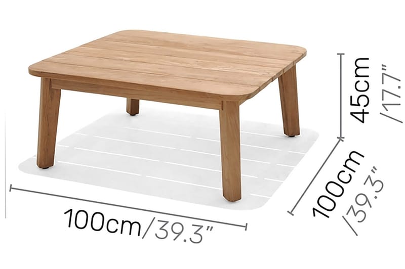 Barbados Sofabord 100 cm - Tre / Natur - Hagemøbler - Hagebord - Cafebord