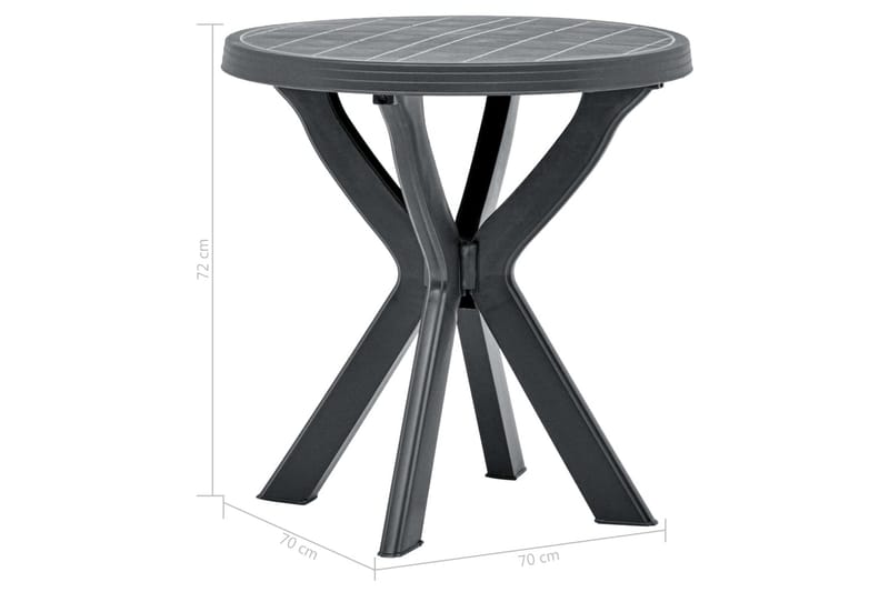 Bistrobord antrasitt Ø70 cm plast - Grå - Hagemøbler - Hagebord - Cafebord