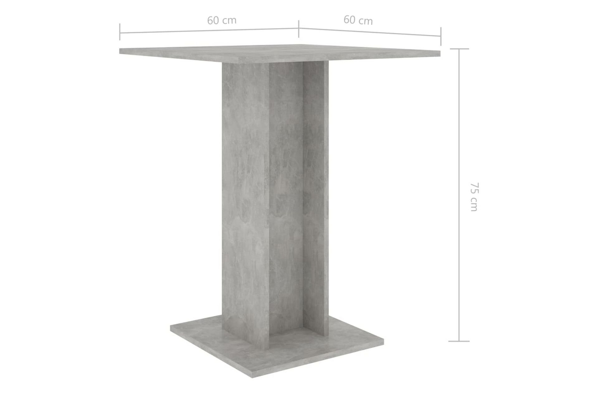 Bistrobord betonggrå 60x60x75 cm sponplate - Grå - Hagemøbler - Hagebord - Cafebord