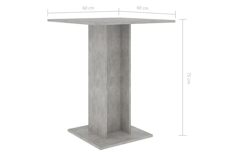 Bistrobord betonggrå 60x60x75 cm sponplate - Grå - Hagemøbler - Hagebord - Cafebord