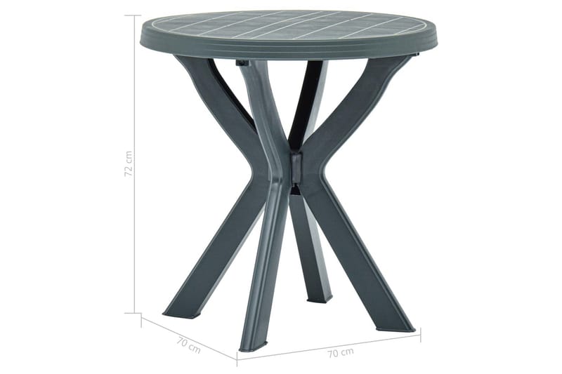 Bistrobord grønn Ø70 cm plast - Grønn - Cafebord - Balkongbord