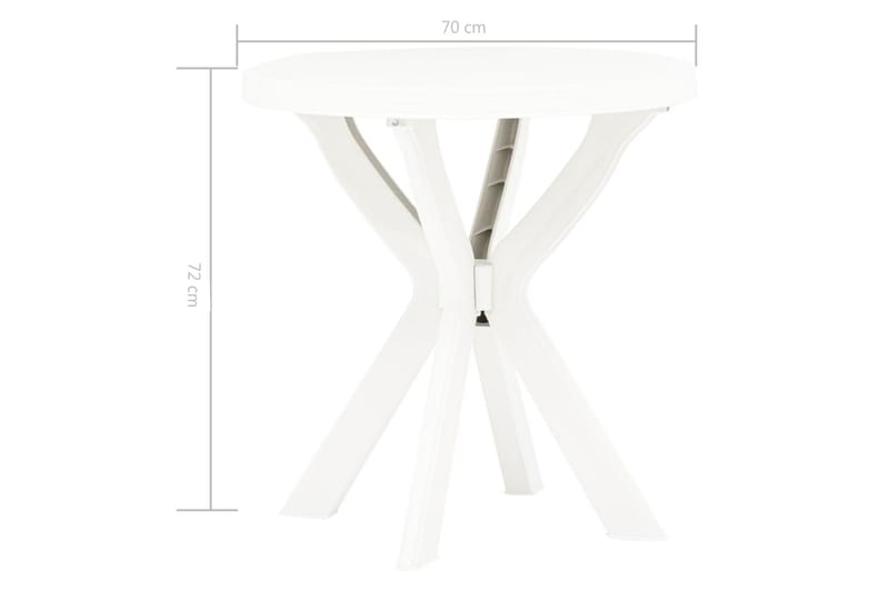 Bistrobord hvit Ø70 cm plast - Hagemøbler - Hagebord - Cafebord