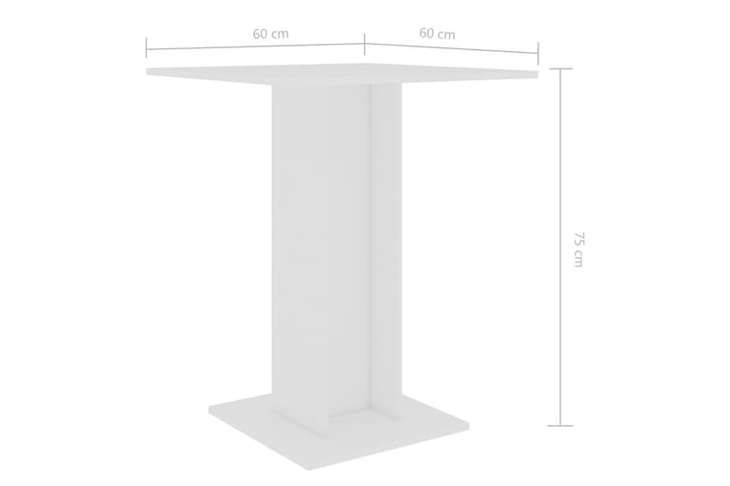 Bistrobord hvit 60x60x75 cm sponplate - Hvit - Cafebord - Balkongbord