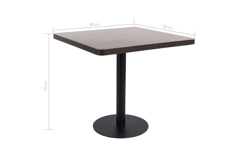 Bistrobord mørkebrun 80x80 cm MDF - Brun - Cafebord - Balkongbord