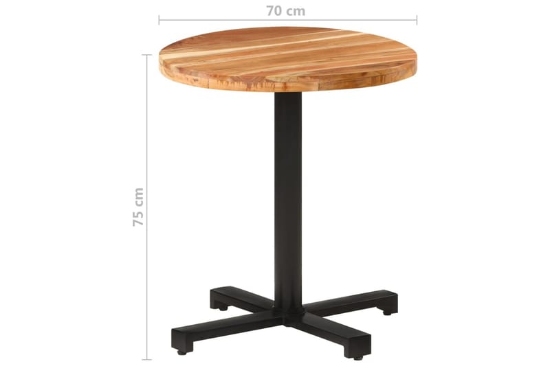Bistrobord rundt Ø70x75 cm heltre akasie - Brun - Cafebord - Balkongbord