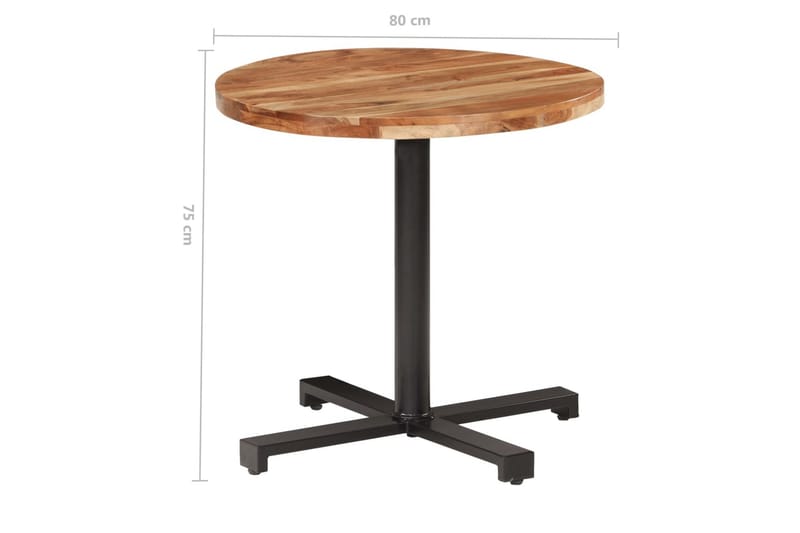 Bistrobord rundt Ø80x75 cm heltre akasie - Brun - Cafebord - Balkongbord