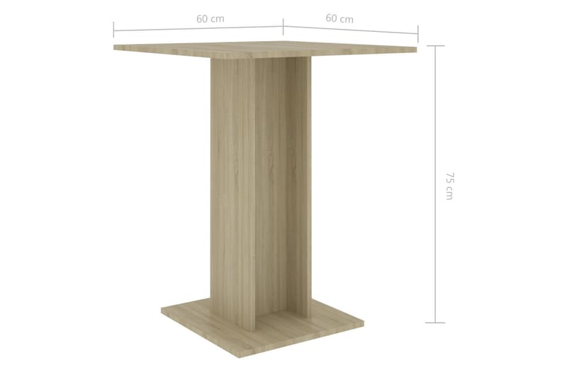 Bistrobord sonoma eik 60x60x75 cm sponplate - Brun - Hagemøbler - Hagebord - Cafebord