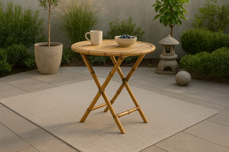 Cane Cafébord Rund 80 cm - Brun - Hagemøbler - Hagebord - Cafebord
