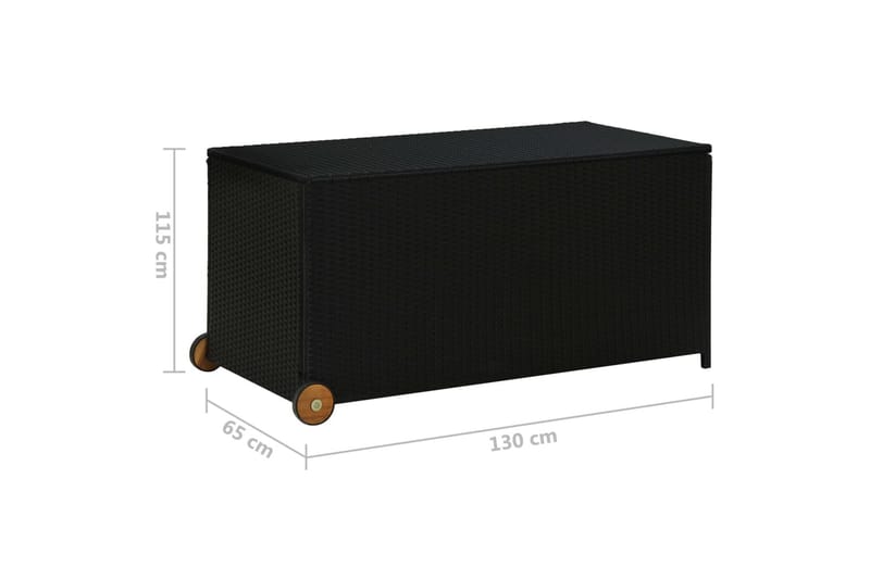 Hageboks svart 130x65x115 cm polyrotting - Hagemøbler - Hagebord - Cafebord